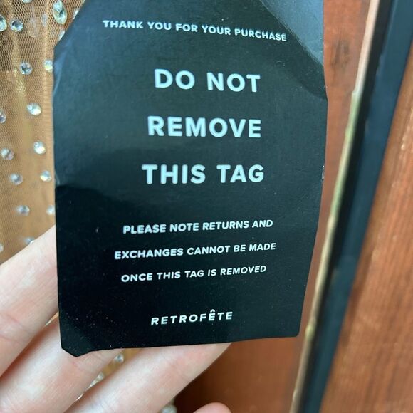 Retrofete Jovie Crystal Dress Size Small NWT Nude/Silver - Picture 8 of 12